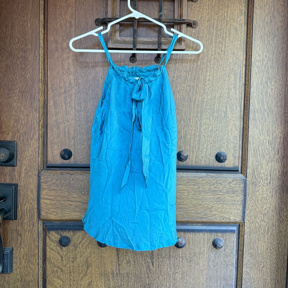 Blue Sleeveless Dress with Bow Detail Size S